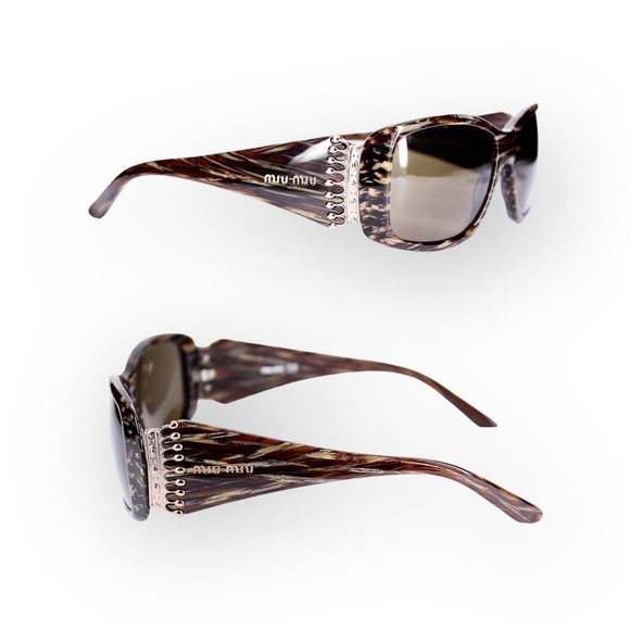 Miu Miu ♛ Metal Crown Sunglasses ♛ Brown Tortoise Shell ♛ Chic Luxury Sunnies ♛ - Picture 15 of 16